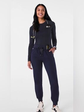 FIGS Women’s Zamora Jogger Scrub Pants, Navy - size medium tall (MT)